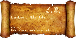Lambert Máté névjegykártya