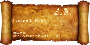 Lambert Máté névjegykártya